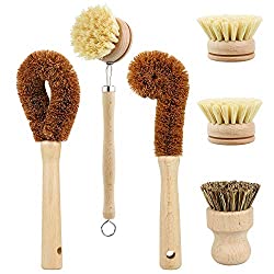 natural bristle brushes with wooden handles, earth day cleaning items