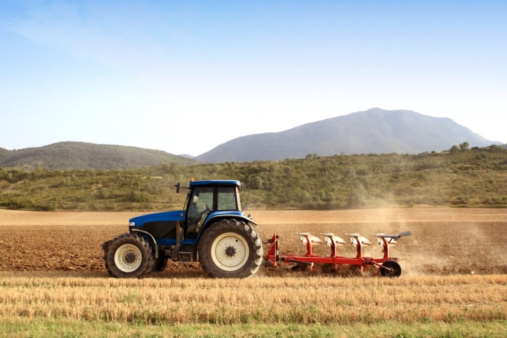 Tractor plowing field 